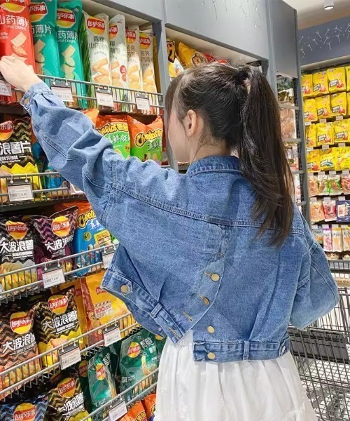 LAC-VERT（ラック・ヴェール）の「コンパクト丈デニムブルゾン（デニムジャケット・レディース・ブルー・L/M）」の7枚目の写真