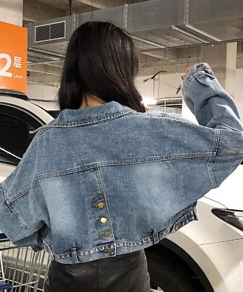 LAC-VERT（ラック・ヴェール）の「コンパクト丈デニムブルゾン（デニムジャケット・レディース・ブルー・L/M）」の10枚目の写真