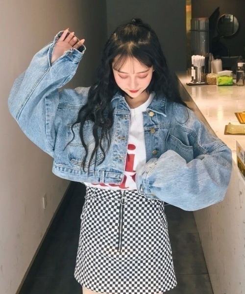 LAC-VERT（ラック・ヴェール）の「コンパクト丈デニムブルゾン（デニムジャケット・レディース・ブルー・L/M）」の11枚目の写真