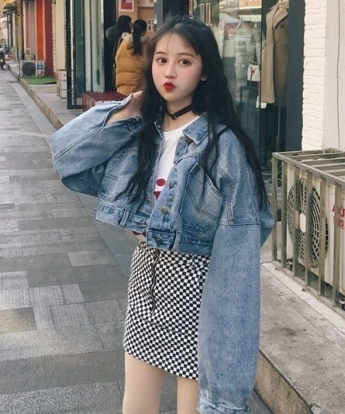 LAC-VERT（ラック・ヴェール）の「コンパクト丈デニムブルゾン（デニムジャケット・レディース・ブルー・L/M）」の12枚目の写真