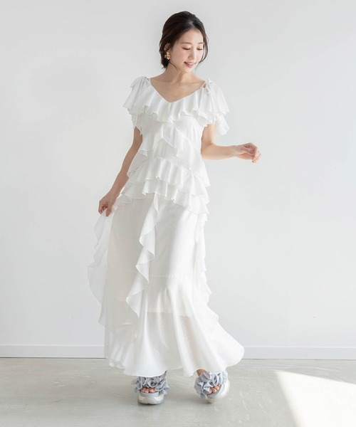 RANDA（ランダ）の「2WAYショルダーフリルデザインワンピース