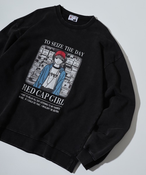 Red Cap Girl(レッドキャプガール)の「RED CAP GIRL 裏毛スノーウォッシュ クルーネック スウェット(スウェット・メンズ・ブラック/グレー・M/L)」の2枚目の写真