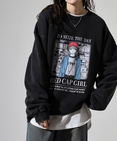 Red Cap Girl(レッドキャプガール)の「RED CAP GIRL 裏毛スノーウォッシュ クルーネック スウェット(スウェット・メンズ・ブラック/グレー・M/L)」の3枚目の写真