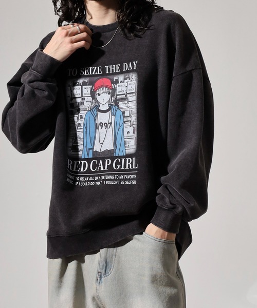 Red Cap Girl(レッドキャプガール)の「RED CAP GIRL 裏毛スノーウォッシュ クルーネック スウェット(スウェット・メンズ・ブラック/グレー・M/L)」の11枚目の写真