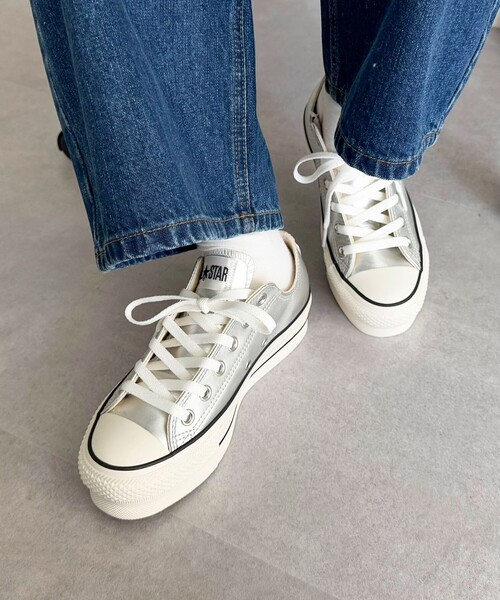 CONVERSE（コンバース）の「【CONVERSE/コンバース】レザーオールスターリフテッドOX（スニーカー・レディース・シルバー・24.5/23.5）」の4枚目の写真