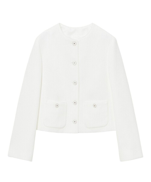 美品✨ アナイ　25SS ドビーツイードクルー ジャケット 今期　ホワイト セール】【セットアップ対応商品】ドビーツイードクルー