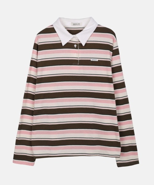 3.3 Field Trip （3.3フィールドトリップ）の「3.3 Field Trip／ボーダーポロTシャツ（Tシャツ/カットソー・レディース・ブラウン/セージグリーン・FREE）」の16枚目の写真