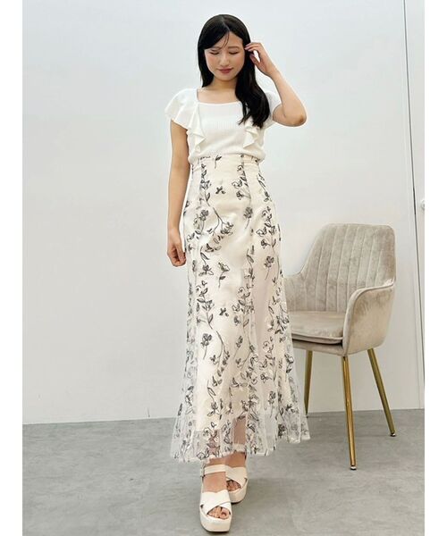 MERCURYDUO（マーキュリーデュオ）の「2WAY総針ラッフルコンパクトニット（ニット/セーター・レディース・ブラック/ブルー/オフホワイト/レッド/ラベンダー・SMALL/MEDIUM）」の21枚目の写真