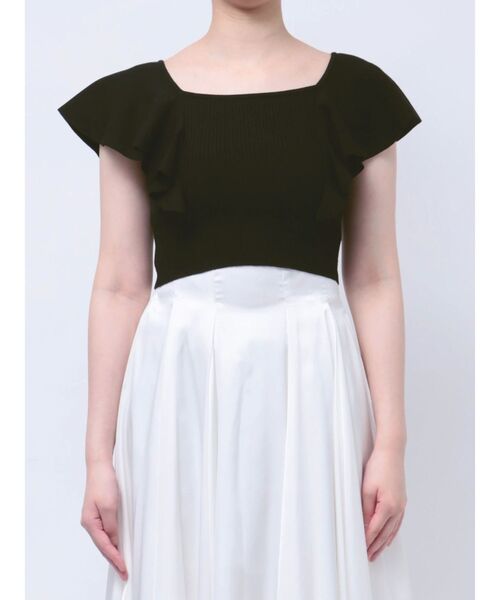 MERCURYDUO（マーキュリーデュオ）の「2WAY総針ラッフルコンパクトニット（ニット/セーター・レディース・ブラック/ブルー/オフホワイト/レッド/ラベンダー・SMALL/MEDIUM）」の14枚目の写真