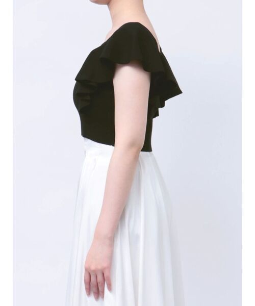 MERCURYDUO（マーキュリーデュオ）の「2WAY総針ラッフルコンパクトニット（ニット/セーター・レディース・ブラック/ブルー/オフホワイト/レッド/ラベンダー・SMALL/MEDIUM）」の15枚目の写真