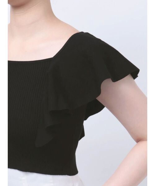 MERCURYDUO（マーキュリーデュオ）の「2WAY総針ラッフルコンパクトニット（ニット/セーター・レディース・ブラック/ブルー/オフホワイト/レッド/ラベンダー・SMALL/MEDIUM）」の18枚目の写真