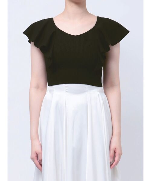 MERCURYDUO（マーキュリーデュオ）の「2WAY総針ラッフルコンパクトニット（ニット/セーター・レディース・ブラック/ブルー/オフホワイト/レッド/ラベンダー・SMALL/MEDIUM）」の9枚目の写真