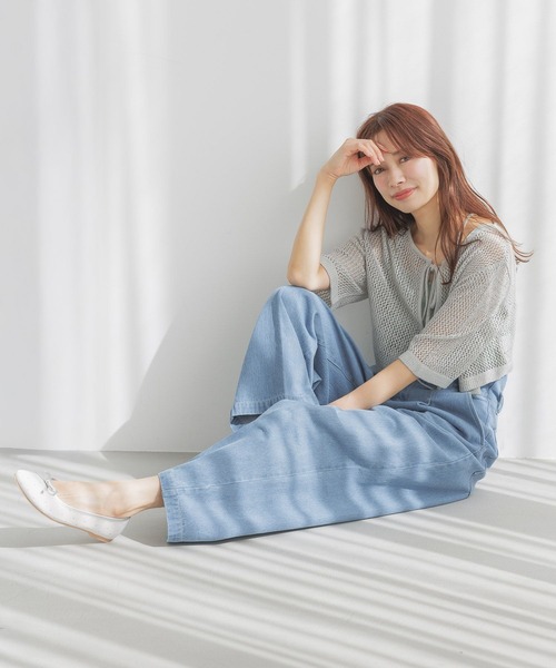 mysty woman(ミスティウーマン)の「リボンカーデタンクアンサンブル 324725(カーディガン/ボレロ・レディース・ライトグリーン/ライトカーキ/グレイッシュベージュ/チャコールグレー・FREE)」の8枚目の写真