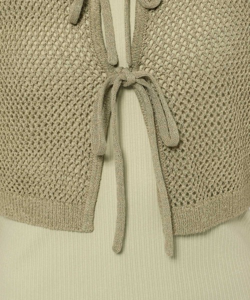 mysty woman(ミスティウーマン)の「リボンカーデタンクアンサンブル 324725(カーディガン/ボレロ・レディース・ライトグリーン/ライトカーキ/グレイッシュベージュ/チャコールグレー・FREE)」の19枚目の写真