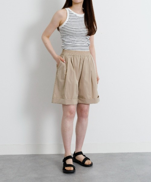 UNDOVE(アンドゥーブ)の「〈UNDOVE〉【はっ水/ストレッチ/UV対策/防シワ/接触冷感/アウトドア/普段着/水際アイテム/レジャー】はっ水ハーフパンツ(その他パンツ・レディース・ベージュ/ブラック・X-LARGE/LARGE/MEDIUM)」の7枚目の写真