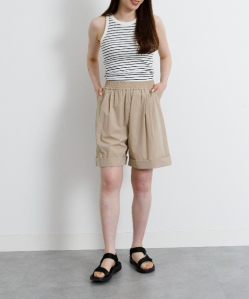 UNDOVE(アンドゥーブ)の「〈UNDOVE〉【はっ水/ストレッチ/UV対策/防シワ/接触冷感/アウトドア/普段着/水際アイテム/レジャー】はっ水ハーフパンツ(その他パンツ・レディース・ベージュ/ブラック・X-LARGE/LARGE/MEDIUM)」の9枚目の写真
