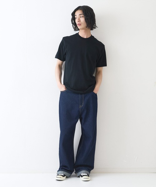 HANES(ヘインズ)の「【HANES/ヘインズ】【7.0oz 超厚手】KURO 先染めブラック クルーネックTシャツ 透けない・タフ(Tシャツ/カットソー・メンズ・ブラック・X-LARGE/LARGE/MEDIUM/SMALL)」の2枚目の写真