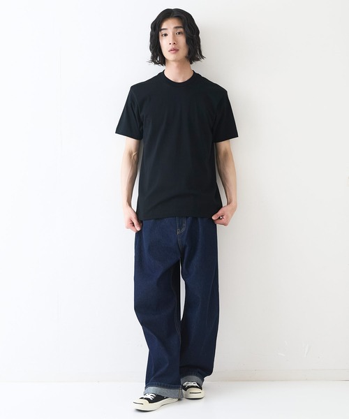 HANES(ヘインズ)の「【HANES/ヘインズ】【7.0oz 超厚手】KURO 先染めブラック クルーネックTシャツ 透けない・タフ(Tシャツ/カットソー・メンズ・ブラック・X-LARGE/LARGE/MEDIUM/SMALL)」の3枚目の写真