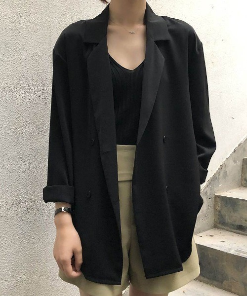Forcement(フォースメント)の「透け感シアーテーラードジャケット(テーラードジャケット・レディース・ブルー/グリーン/ホワイト/ブラック・ONESIZE)」の2枚目の写真