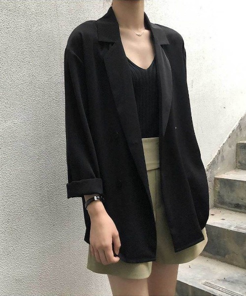 Forcement(フォースメント)の「透け感シアーテーラードジャケット(テーラードジャケット・レディース・ブルー/グリーン/ホワイト/ブラック・ONESIZE)」の7枚目の写真