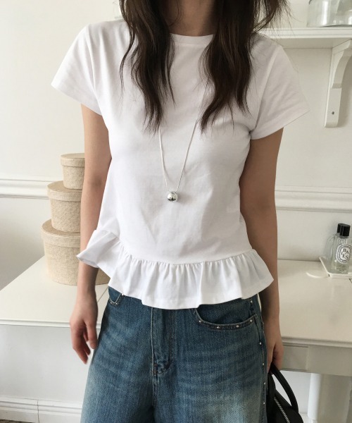 bordersatbalcony フレアぺプラムトップ2024 BORDERS at BALCONY/ボーダーズアットバルコニー】PEPLUM WRAP