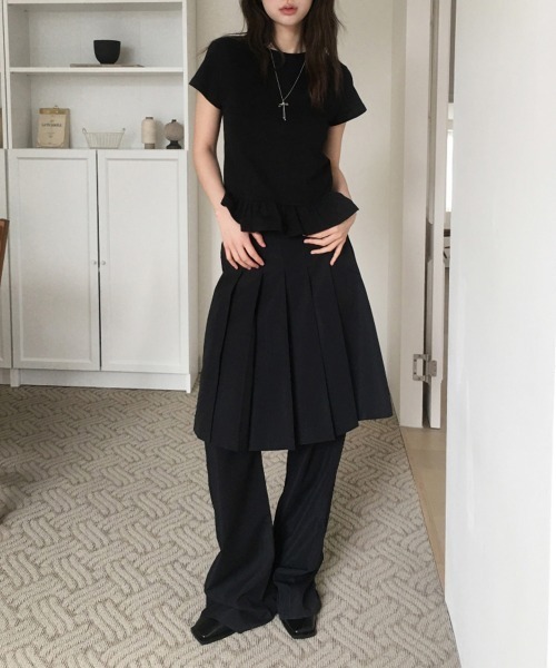 bordersatbalcony フレアぺプラムトップ2024 BORDERS at BALCONY/ボーダーズアットバルコニー】PEPLUM WRAP