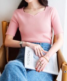 レディースのニット/セーター（ピンク/桃色系・半袖）ファッション通販