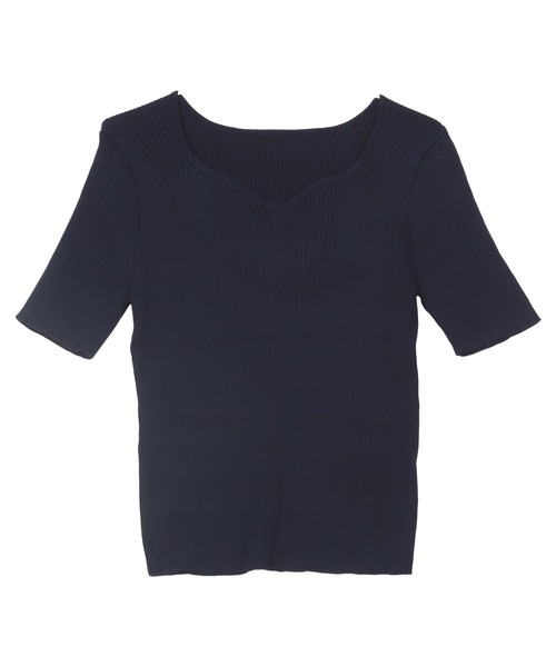 KOBE LETTUCE（コウベレタス）の「ハートネックリブニットトップス（ニット/セーター・レディース・オフホワイト/ブラック/ピンク/ネイビー/イエロー/イエロー系/ピンク系/ネイビー系/ブラック系/ホワイト系・L/M/M1/L1）」の14枚目の写真