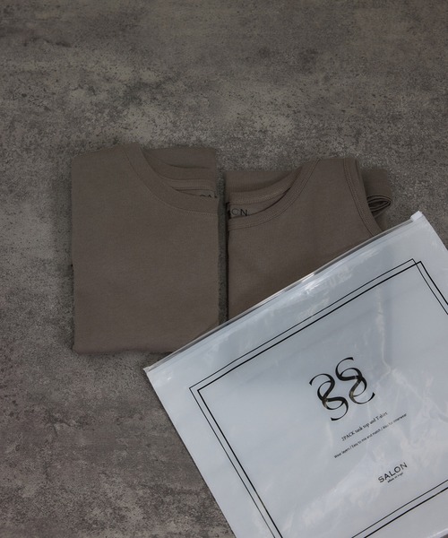 SALON adam et rope'（サロン アダム エ ロペ）の「レイヤード2パックT / タンク［セット］（Tシャツ/カットソー・レディース・ブラック/カーキ/ホワイト・FREE）」の6枚目の写真