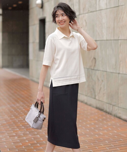 J.PRESS(ジェイプレス)の「【WEB限定カラーあり・洗える・接触冷感・吸水速乾】Lightジョーゼット ナロー スカート(スカート・レディース・ネイビー系/ダークブラウン系/ベージュ系・11/9/7)」の14枚目の写真