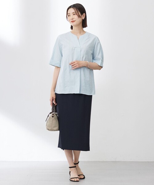 J.PRESS(ジェイプレス)の「【WEB限定カラーあり・洗える・接触冷感・吸水速乾】Lightジョーゼット ナロー スカート(スカート・レディース・ネイビー系/ダークブラウン系/ベージュ系・11/9/7)」の12枚目の写真