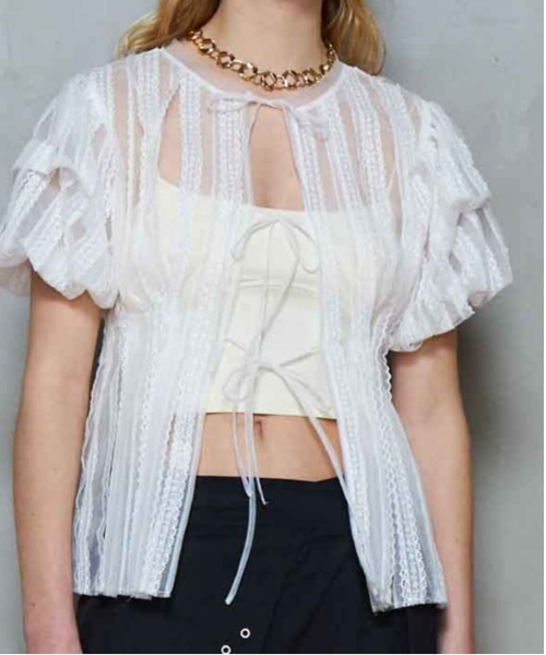 2WAY レースぺプラムトップス Lace Peplum 2way Tops/レースペプラム2WAYトップス【MAISON