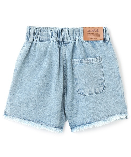 X-girl Stages（エックスガールステージス）の「MIXロゴデニムショートパンツ（デニムパンツ・キッズ・ライトブルー/ブラック・90cm/120cm/100cm/110cm/140cm/130cm）」の3枚目の写真
