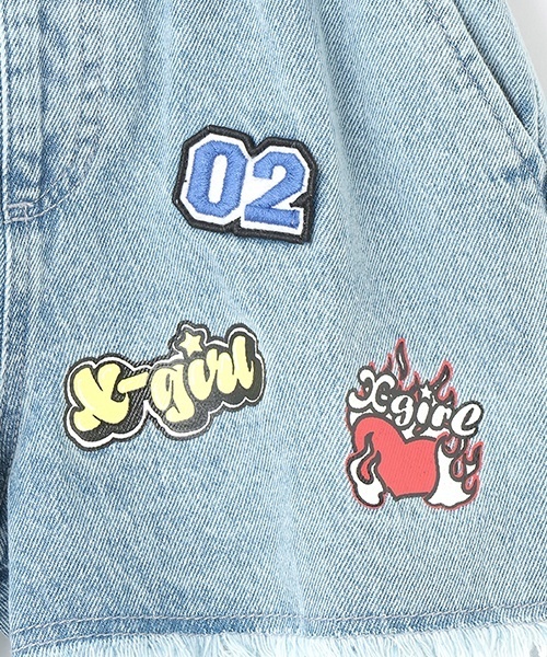 X-girl Stages（エックスガールステージス）の「MIXロゴデニムショートパンツ（デニムパンツ・キッズ・ライトブルー/ブラック・90cm/120cm/100cm/110cm/140cm/130cm）」の8枚目の写真