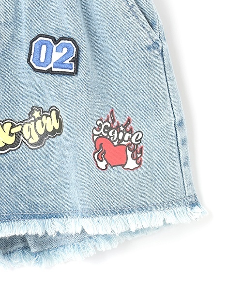 X-girl Stages（エックスガールステージス）の「MIXロゴデニムショートパンツ（デニムパンツ・キッズ・ライトブルー/ブラック・90cm/120cm/100cm/110cm/140cm/130cm）」の9枚目の写真