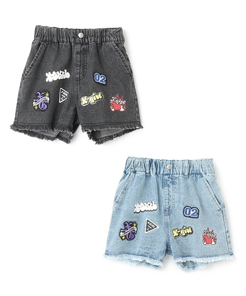 X-girl Stages（エックスガールステージス）の「MIXロゴデニムショートパンツ（デニムパンツ・キッズ・ライトブルー/ブラック・90cm/120cm/100cm/110cm/140cm/130cm）」の12枚目の写真