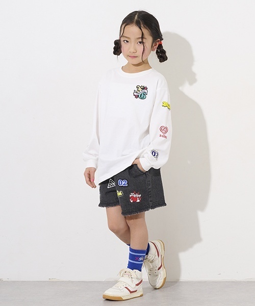 X-girl Stages（エックスガールステージス）の「MIXロゴデニムショートパンツ（デニムパンツ・キッズ・ライトブルー/ブラック・90cm/120cm/100cm/110cm/140cm/130cm）」の17枚目の写真