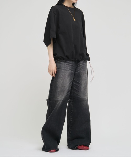 beautiful people(ビューティフルピープル)の「【beautiful people/ビューティフルピープル】suvin compact jersey drawstring T-shirts/スビンコンパクトジャージードローストリングTシャツ(Tシャツ/カットソー・レディース・グレー/オフホワイト/ブラック・36)」の17枚目の写真