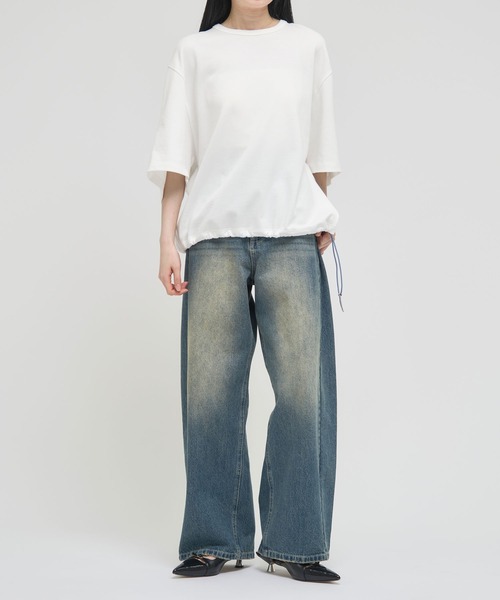 beautiful people(ビューティフルピープル)の「【beautiful people/ビューティフルピープル】suvin compact jersey drawstring T-shirts/スビンコンパクトジャージードローストリングTシャツ(Tシャツ/カットソー・レディース・グレー/オフホワイト/ブラック・36)」の7枚目の写真