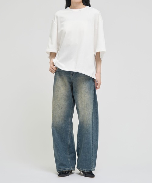 beautiful people(ビューティフルピープル)の「【beautiful people/ビューティフルピープル】suvin compact jersey drawstring T-shirts/スビンコンパクトジャージードローストリングTシャツ(Tシャツ/カットソー・レディース・グレー/オフホワイト/ブラック・36)」の4枚目の写真