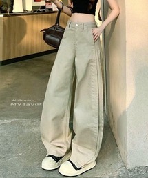 サイドタックデザイン ざっくりシルエットワイドパンツ