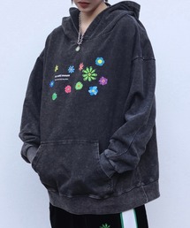 パーカー（ブラック/黒色系・花柄・ボタニカル柄）ファッション