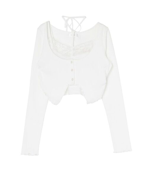 EATME（イートミー）の「リボンキャミデザインアンサンブル（Tシャツ/カットソー・レディース・ピンク/グレー/オフホワイト・FREE）」の2枚目の写真