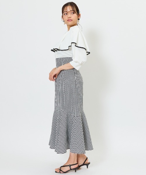 AND COUTURE(アンドクチュール)の「パイピングケープブラウス(シャツ/ブラウス・レディース・イエロー/ミント/オフホワイト・FREE)」の21枚目の写真