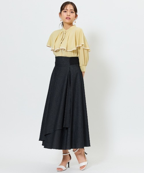 AND COUTURE(アンドクチュール)の「パイピングケープブラウス(シャツ/ブラウス・レディース・イエロー/ミント/オフホワイト・FREE)」の14枚目の写真