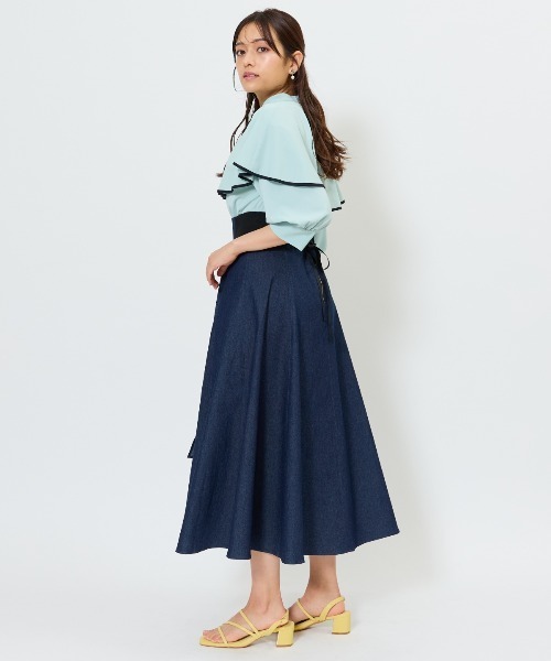 AND COUTURE(アンドクチュール)の「パイピングケープブラウス(シャツ/ブラウス・レディース・イエロー/ミント/オフホワイト・FREE)」の6枚目の写真