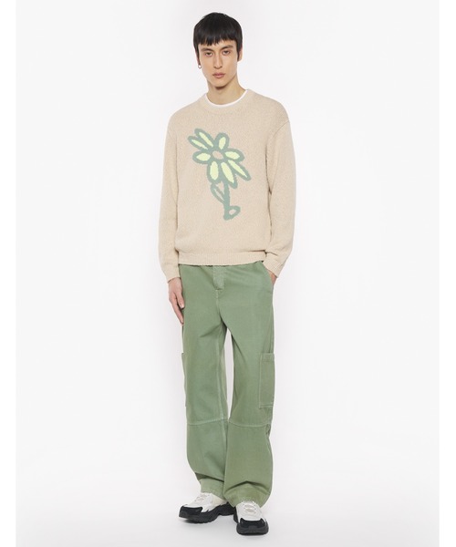 Maison Kitsune（メゾンキツネ）の「ABSTRACT DAISY INTARSIA JUMPER（ニット/セーター・メンズ・ベージュ/ホワイト・S/XS/L/M/XL）」の4枚目の写真
