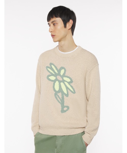 Maison Kitsune（メゾンキツネ）の「ABSTRACT DAISY INTARSIA JUMPER（ニット/セーター・メンズ・ベージュ/ホワイト・S/XS/L/M/XL）」の6枚目の写真