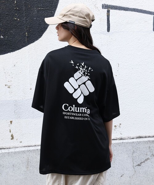 tシャツ Columbia／ロマビスタグラフィック ショートスリーブ Tシャツ／コロンビア／気温30℃超え／吸湿・速乾／UVカット／半袖Tシャツ レデ Columbia／ロマビスタグラフィック ショートスリーブ Tシャツ