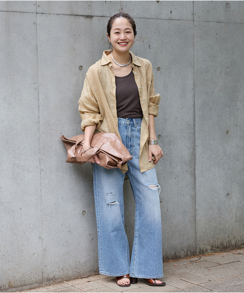 JOURNAL STANDARD（ジャーナルスタンダード）の「《追加2》ソフトゼフィールリネンシャツ（シャツ/ブラウス・レディース・ベージュ/ネイビー/ブラウン/レッド・FREE）」の6枚目の写真